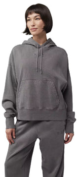 Fox Womens WORDMARK Oversized Fleece PO Pewter FRONT FACING MODEL