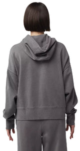 Fox Womens WORDMARK Oversized Fleece PO Pewter BACK FACING MODEL