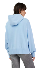 Fox Women's Wordmark OV Fleece Pullover Cashmere Blue BACK FACING MODEL 