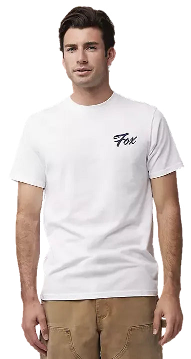 Fox Scripted SS Premium Tee Optic White FRONT FACING MODEL
