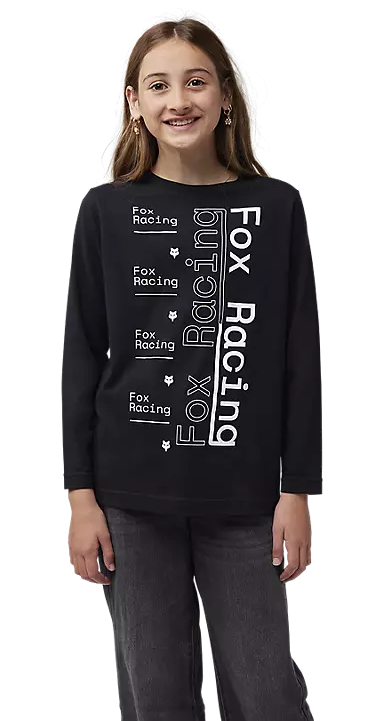 Fox Youth Race Spec Long Sleeve Tee Black FRONT FACING MODEL 