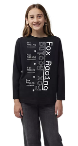 Fox Youth Race Spec Long Sleeve Tee Black FRONT FACING MODEL 