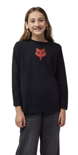 Fox Youth Heritage Long Sleeve Tee Black FRONT FACING MODEL 