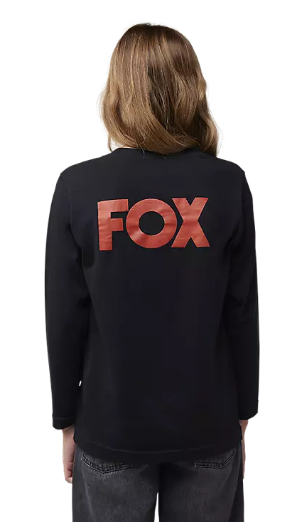 Fox Youth Heritage Long Sleeve Tee Black BACK FACING MODEL 