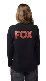 Fox Youth Heritage Long Sleeve Tee Black BACK FACING MODEL 