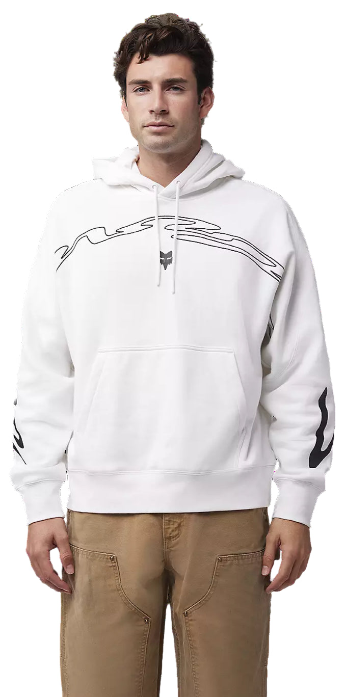 Fox Energy Face Oversized Fleece Pullover White FRONT FACING MODEL