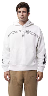 Fox Energy Face Oversized Fleece Pullover White FRONT FACING MODEL