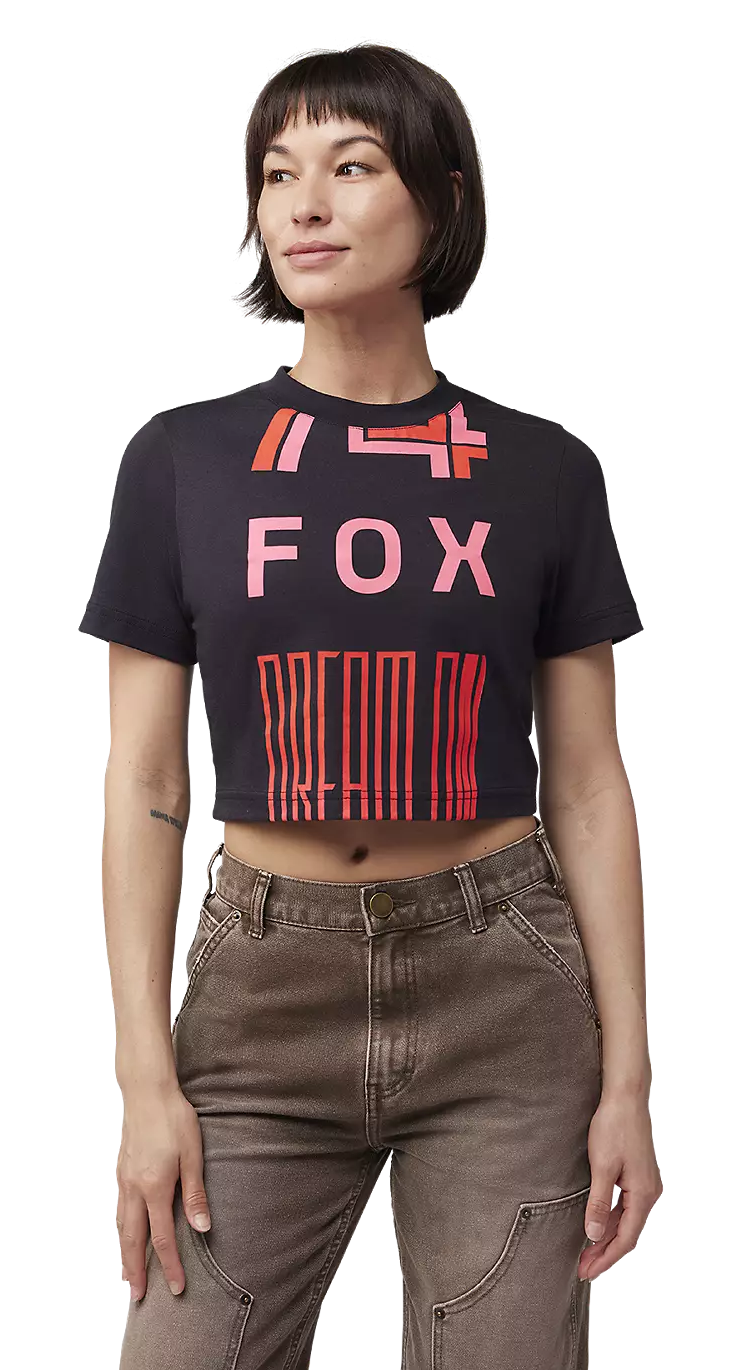 Fox W Race Spec Baby Tee Black FROTN FACING MODEL 