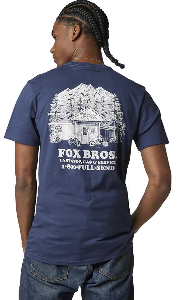 Fox OUT AND ABOUT Short Sleeve PREMIUM TEE DpCobalt BACK FACING MODEL