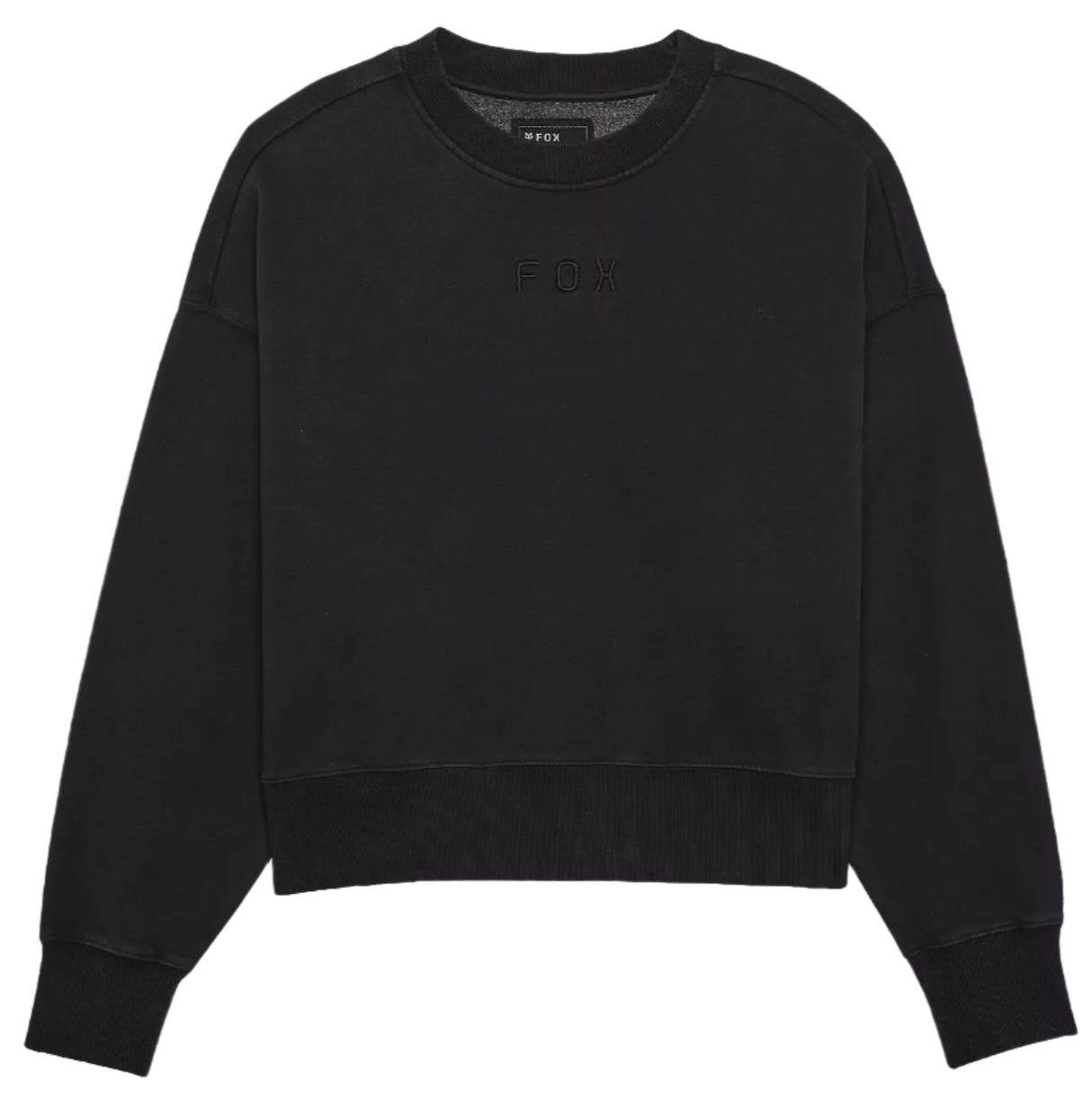 Fox Womens WORDMARK Oversized Fleece CREW Black FRONT