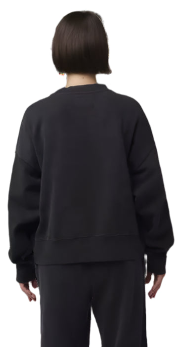 Fox Womens WORDMARK Oversized Fleece CREW Black BACK FACING MODEL