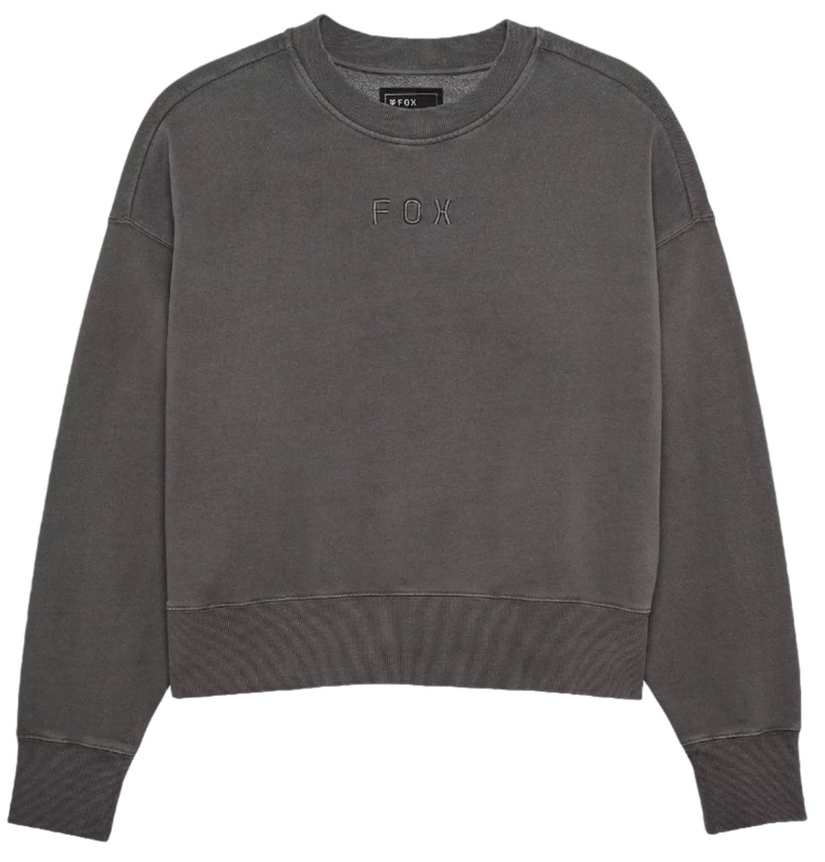 Fox Womens WORDMARK Oversized Fleece CREW Pewter FRONT