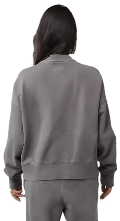 Fox Womens WORDMARK Oversized Fleece CREW Pewter BACK FACING MODEL