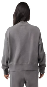 Fox Womens WORDMARK Oversized Fleece CREW Pewter BACK FACING MODEL