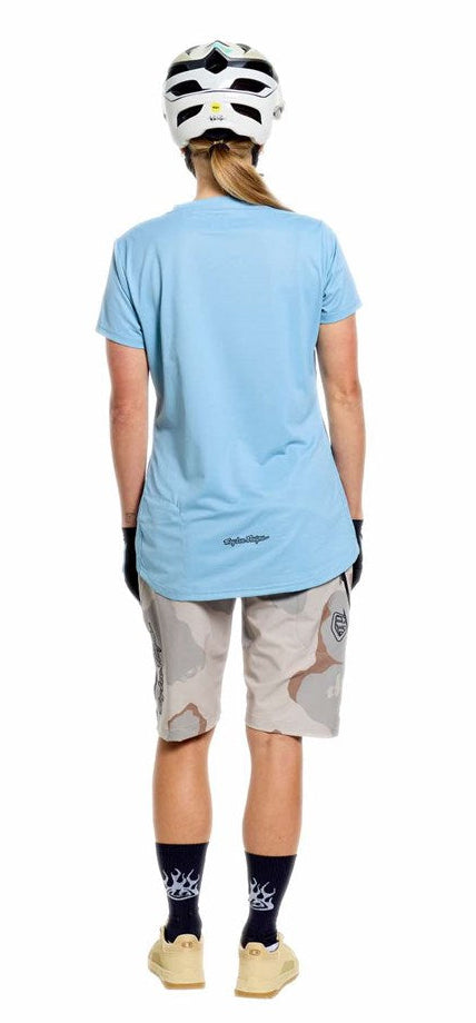 Troy Lee Designs Womens Lilium Pro Short Sleeve Jersey Mono Dawn Blue BACK FACING MODEL
