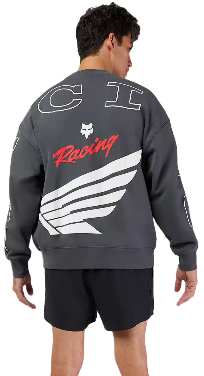 Fox Honda Oversized Fleece Crew Dark Shadow BACK FACING MODEL