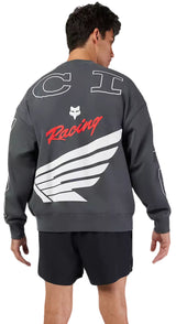 Fox Honda Oversized Fleece Crew Dark Shadow BACK FACING MODEL
