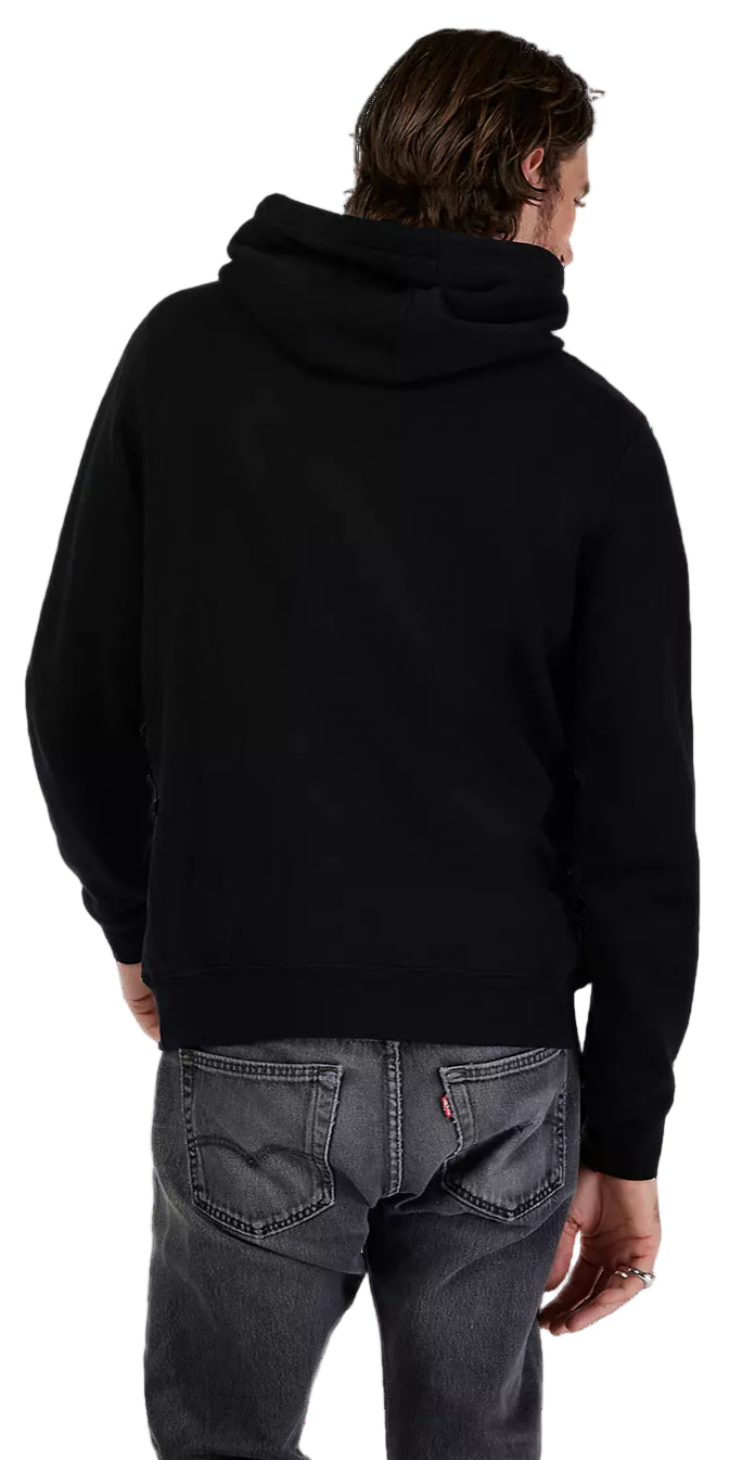 Fox Kawi Fleece Pullover Black BACK FACING MODEL