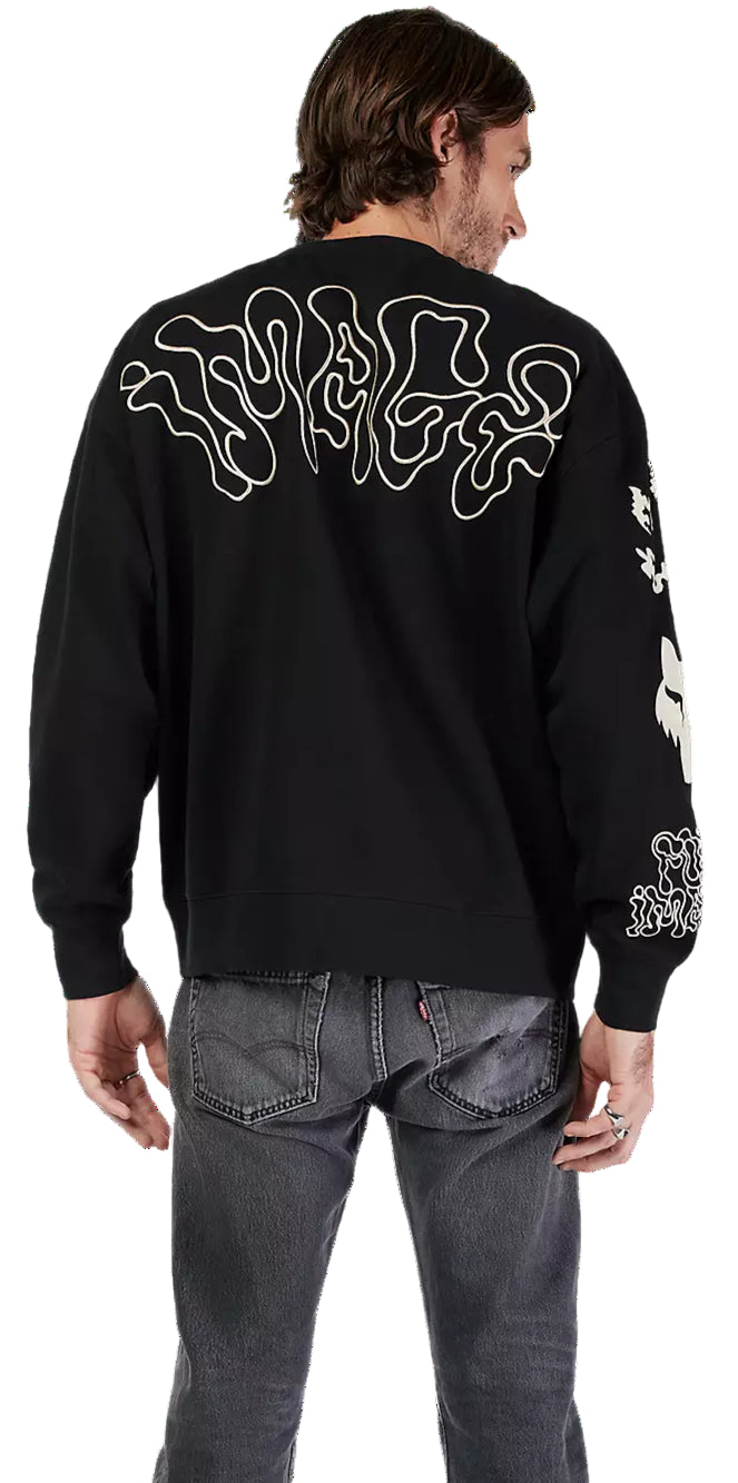 Fox Hello Future Oversized FLC Crew Black BACK FACING MODEL