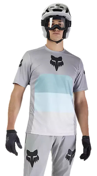 Fox Ranger SS Jersey Grid Steel Gray FRONT FACING MODEL