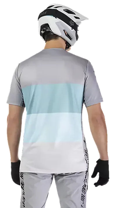 Fox Ranger SS Jersey Grid Steel Gray BACK FACING MODEL
