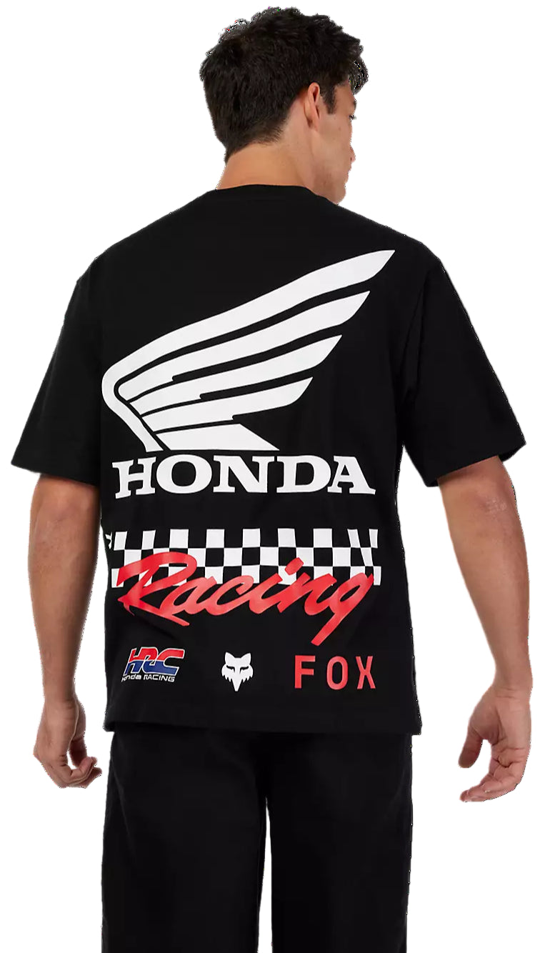 Fox Honda Oversized SS Tee Black BACK FACING MODEL