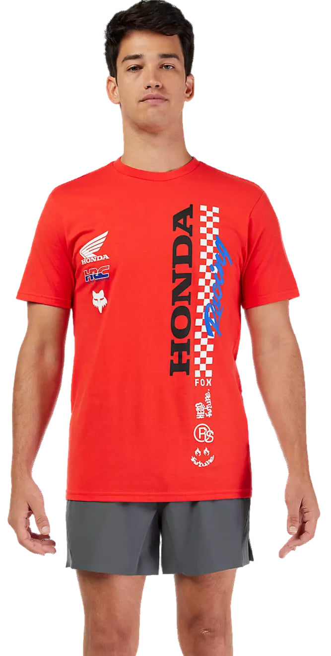 Fox Honda SS Tee Red T-Shirt FRONT FACING MODEL