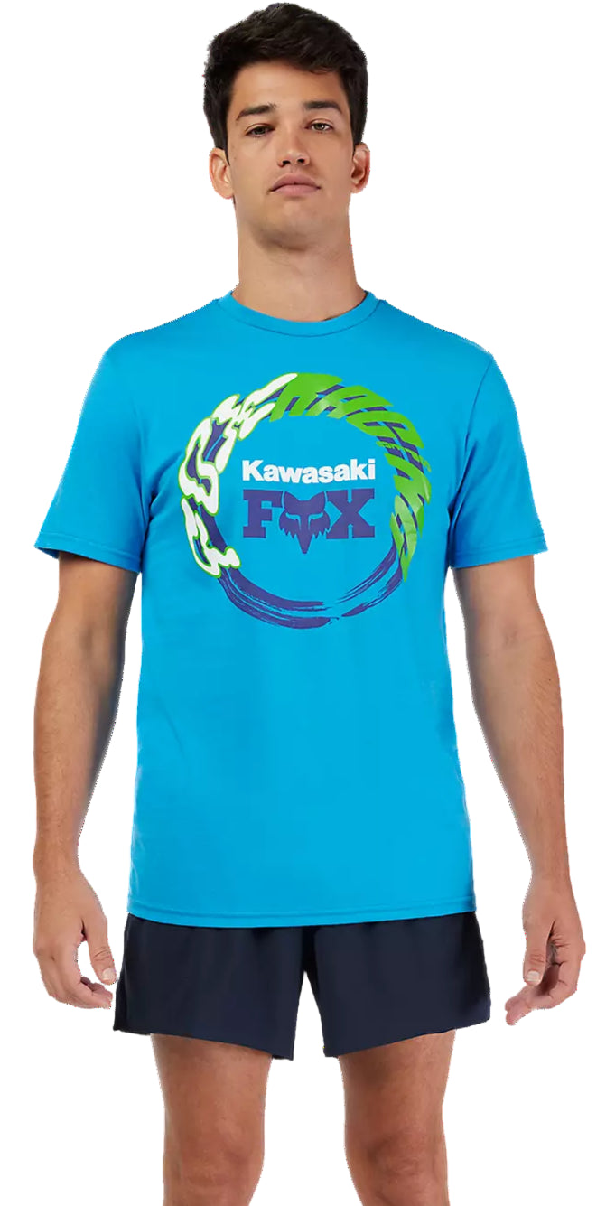 Fox Kawi SS Tee True Blue T-Shirt FRONT FACING MODEL