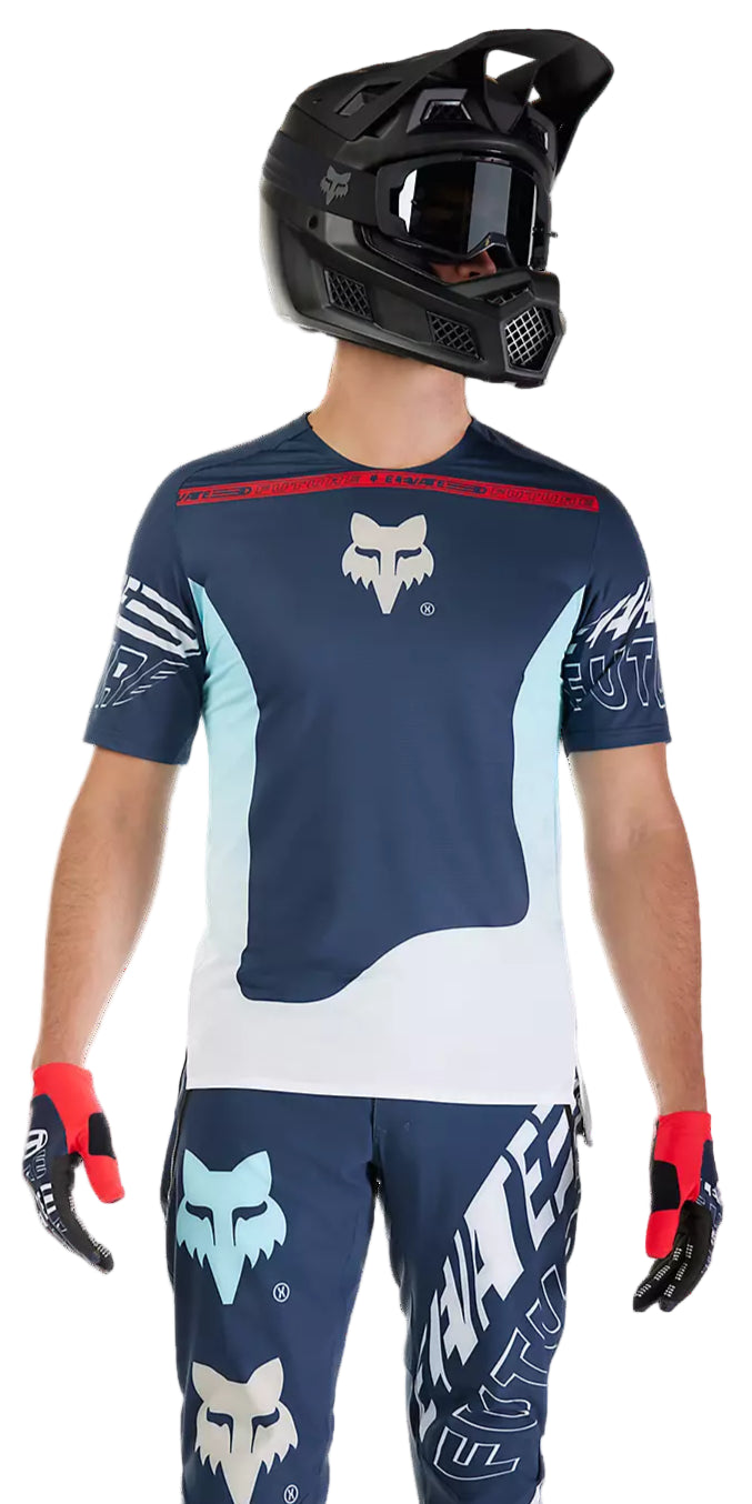 Fox Flexair SS Jersey Elevated Midnight FRONT FACING MODEL