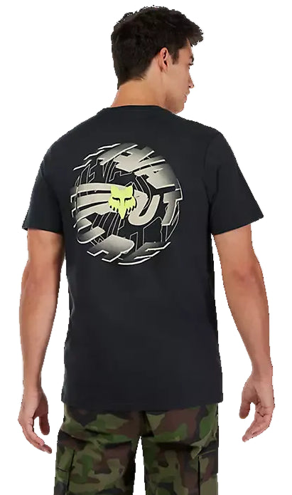 Fox SE Spiral SS Premium Tee Black BACK FACING MODEL