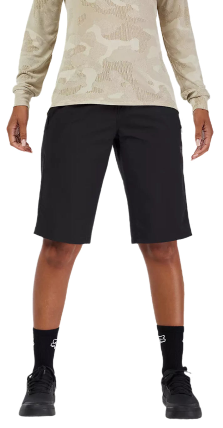 Fox Womens Ranger Shorts Womens Liner Black FRONT FACING MODEL