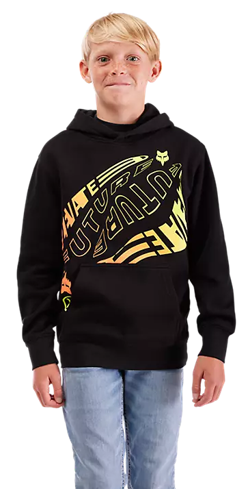 Fox Youth Elevated Fleece Pullover Black FRONT FACING MODEL