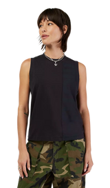 Fox Women's Moto-X Blocked Tank Top Black FRONT FACING MODEL 