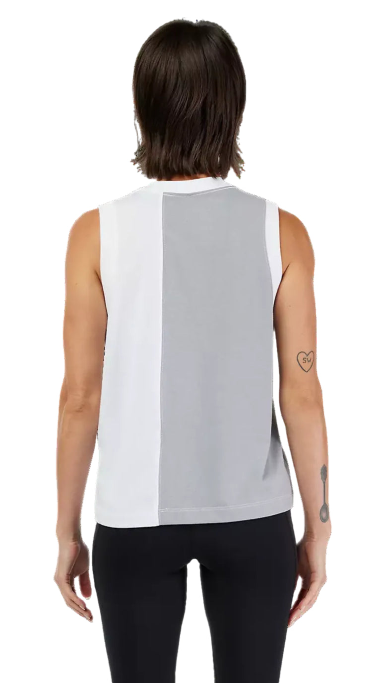 Fox Women's Moto-X Blocked Tank Top White BACK FACING MODEL 