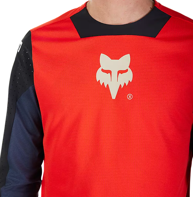 Fox Defend Long Sleeve Jersey Elevated Flo Red DETAILS