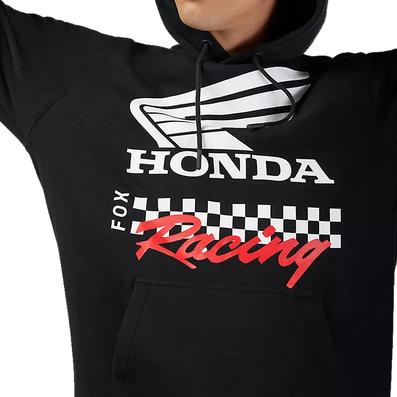 Fox Honda Fleece Pullover Black FRONT PRINT FOCUSED