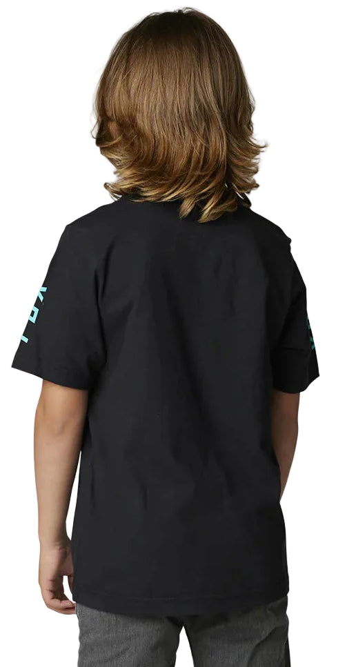 Fox YOUTH TOXSYK Short Sleeve TEE Black BACK FACING MODEL