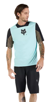 Fox Defend Short Sleeve Jersey Elevated Light Blue FRONT FACING MODEL