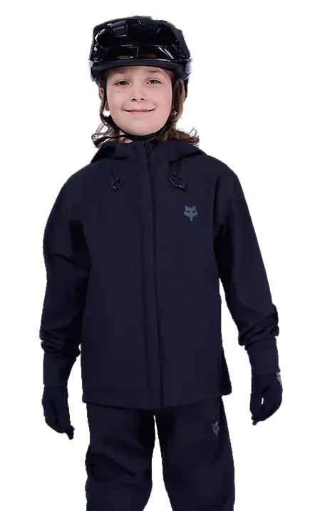 Fox Youth Ranger Water Jacket Black FRONT FACING MODEL