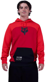 Fox Fracture Paneled FLC Pullover Red FRONT FACING MODEL