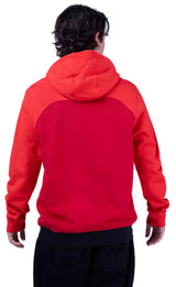 Fox Fracture Paneled FLC Pullover Red BACK FACING MODEL