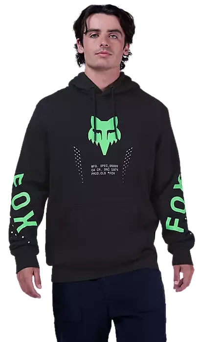 Fox Shield Fleece Pullover Black FRONT FACING MODEL
