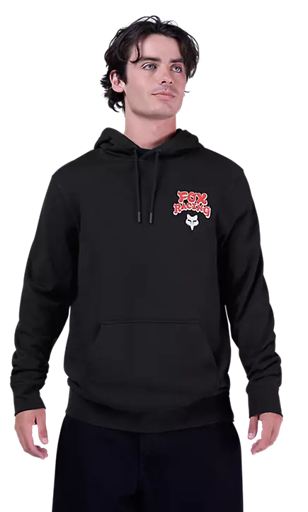 Fox Racewear Fleece Pullover Black FRONT FACING MODEL 