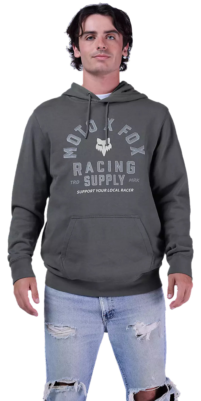 Fox Local Racer Fleece Pullover Dark Shadow FRONT FACING MODEL