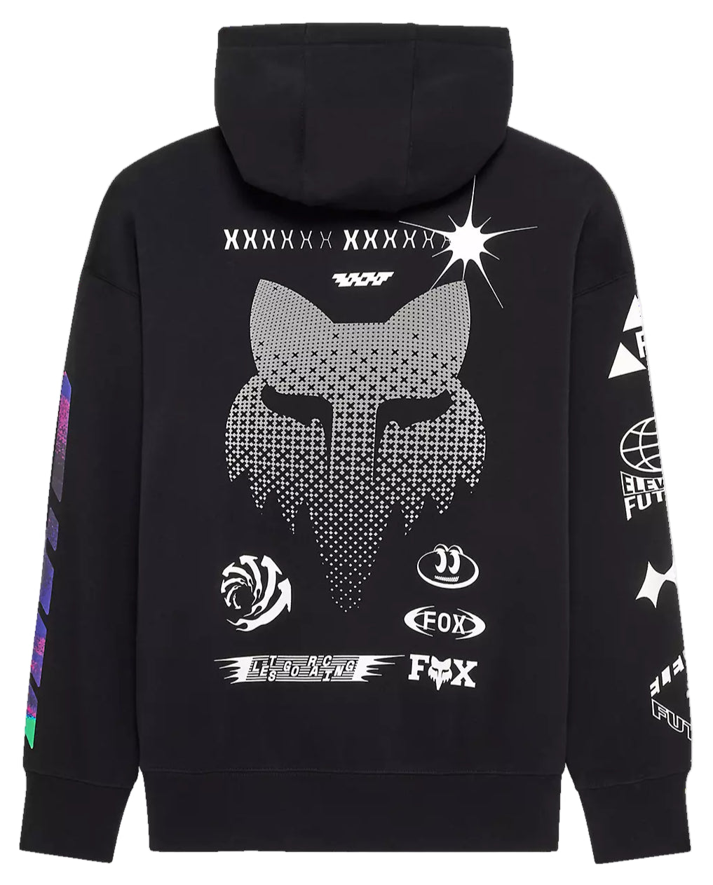 Fox Image Cosmo Oversized Fleece Pullover Black BACK