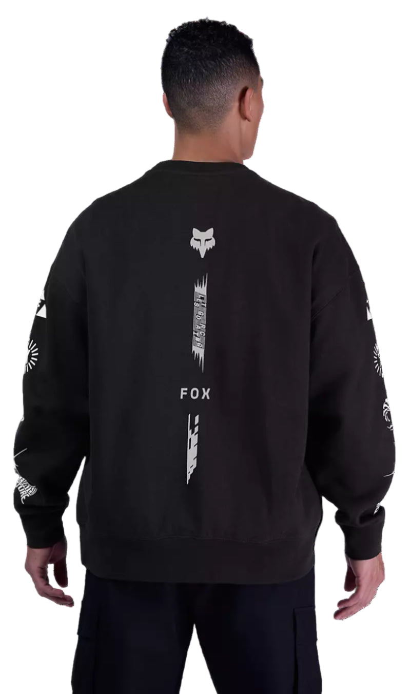 Fox Image Cosmo Oversized Fleece Crew Black  BACK