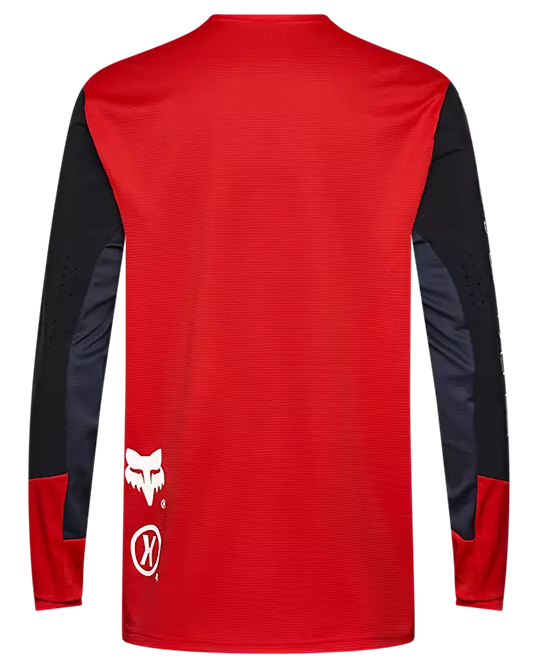 Fox Youth Defend Long Sleeve Jersey Elevated Flo Red BACK