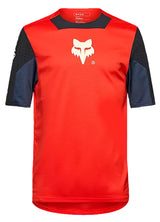Fox Youth Defend Short Sleeve Jersey Elevated Flo Red FRONT