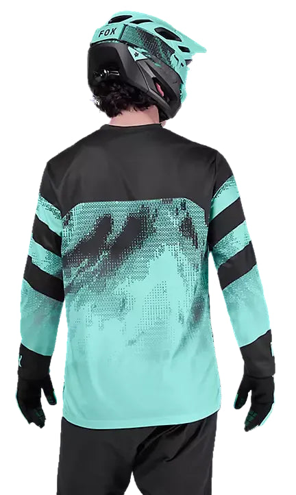 Fox Ranger LS Jersey Kairos Turquoise BACK FACING MODEL