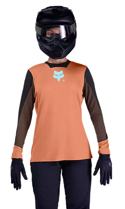 Fox Defend Long Sleeve Jersey Elevated Coral FRONT FACING MODEL